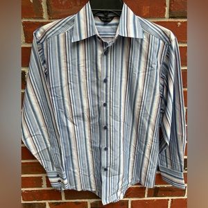Elliot Mens Button Down Long Sleeve Striped Dress Shirt. Size Small